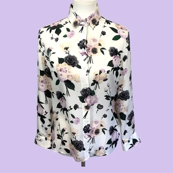 Equipment Liana Floral Print 100% Silk Blouse XS